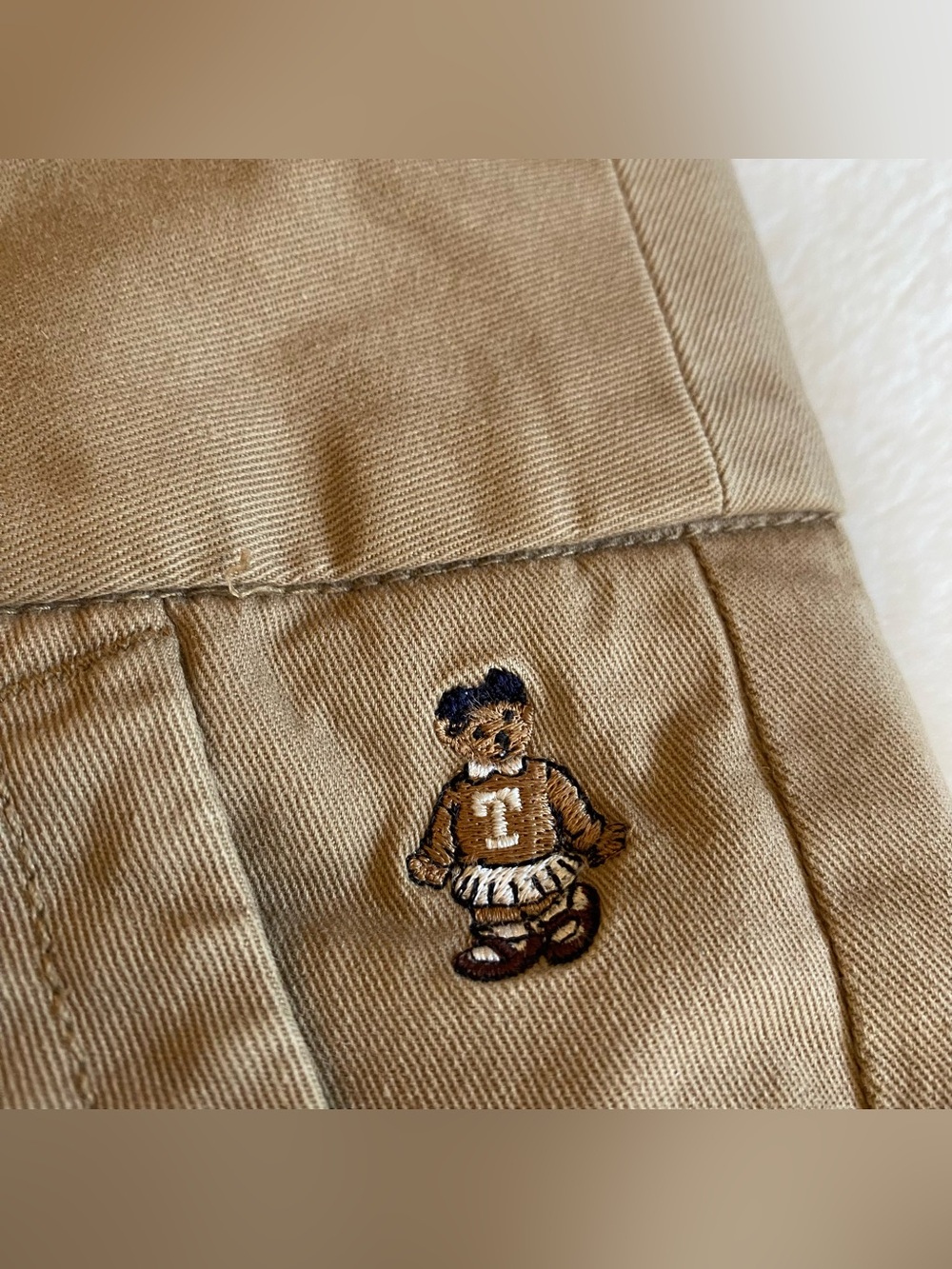 Khaki / Tan Cotton Trouser Mini Short Shorts -Mid Rise, Slant Pockets, 3” long - Picture 5 of 13